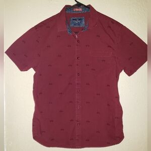 Men's burgundy button down